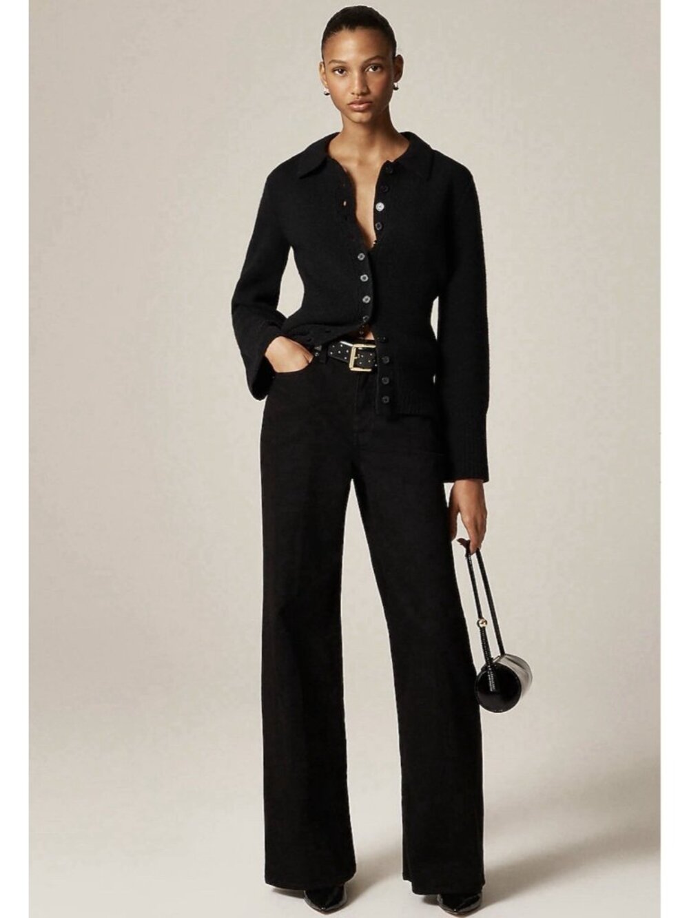 J.Crew Womens Denim Trouser Wide Leg Jean Black High Rise Sz 26 Scandinavian NWT